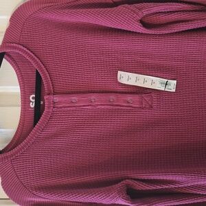 SO BRAND WOMEN'S JUNIOR SIZE PURPLE LONG SLEEVES HENLEY TOP SIZE MEDIUM